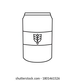 icono de lata de cerveza sobre fondo blanco, estilo de línea, ilustración vectorial