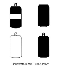 beer can icon set , silhouette of beer can 