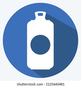Beer Can I Icon in trendy long shadow style isolated on soft blue background