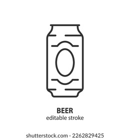 Beer can line icon. Beverage vector symbol. Soda can outline sign. Editable stroke.