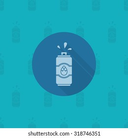 Beer Can. Oktoberfest Beer Festival. Long Shadow. Flat design style. Vector