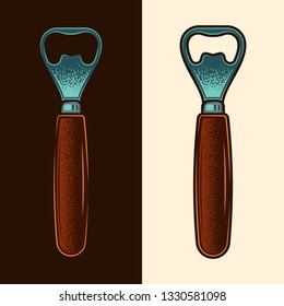 Beer can opener. Original vector illustration in vintage style. Design element.