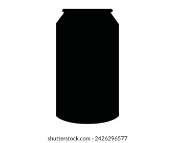 Beer can silhouette vector art white background