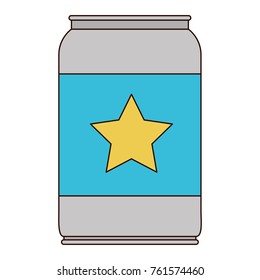 beer can with star emblem in colorful silhouette with thin black contour