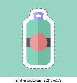 Beer Can I Sticker in trendy line cut isolated on blue background