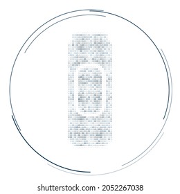 The beer can symbol filled with dark blue dots. Pointillism style. Vector illustration on white background