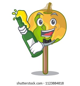 With beer candy apple mascot cartoon
