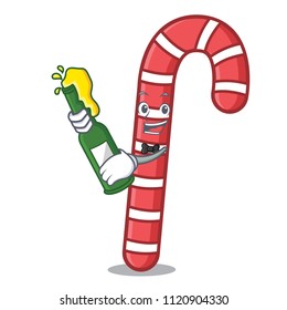 With beer candy canes mascot cartoon
