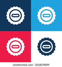 Beer Cap blue and red four color minimal icon set