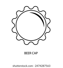 Icono de línea de concepto de tapa de cerveza. Ilustración de elemento simple. diseño de símbolo de esquema de concepto de tapa de cerveza.