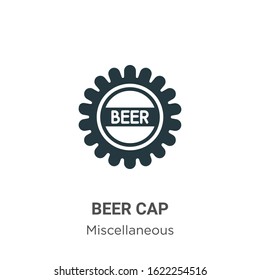 Beer cap glyph icon vector on white background. Flat vector beer cap icon symbol sign from modern miscellaneous collection for mobile concept and web apps design.
