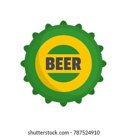 Beer cap icon. Flat illustration of beer cap vector icon isolated on white background