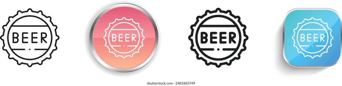 beer cap icon. Thin Linear, Regular and Button Style Design Isolated On White Background
