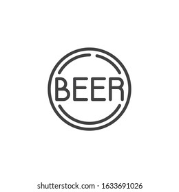Beer cap line icon. linear style sign for mobile concept and web design. Circle beer sign outline vector icon. Symbol, logo illustration. Vector graphics