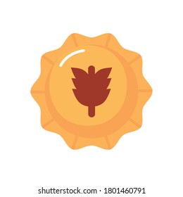 beer cap with oktoberfest hop icon over white background, flat style, vector illustration
