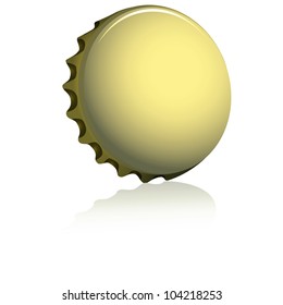 Beer cap with a reflection in the table. Vector illustration.