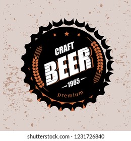 beer cap stylized vector symbol, emblem brewery design logo or emblem template