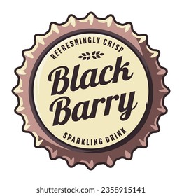 Beer cap vector art for brew emblem or craft beer logo. Label or print with metal cork for bar or brewery shop. Vintage old retro design for pub