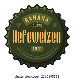 Beer cap vector art for brew emblem or craft beer logo. Label or print with metal cork for bar or brewery shop. Vintage old retro design for pub