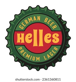 Beer cap vector art for brew emblem or craft beer logo. Label or print with metal cork for bar or brewery shop. Vintage old retro design for pub