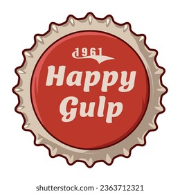 Beer cap vector art for brew emblem or craft beer logo. Label or print with metal cork for bar or brewery shop. Vintage old retro design for pub