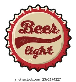 Beer cap vector art or metal cork for bar, pub or brewery shop . Vintage old retro design for brew emblem or craft beer logo