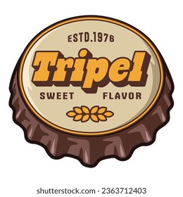 Beer cap vector for design of brew beer in a brewery. Metal cork for logo of craft brewing. Vintage old retro design with beer cap for pub and bar
