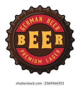 Beer cap vector or metal cork for bar, pub or brewery shop. Vintage old retro design for brew emblem or craft beer logo