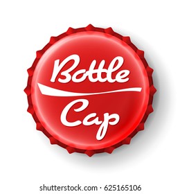 Beer Cap Vector. Red Bottle Cap. Mock Up Temaplate