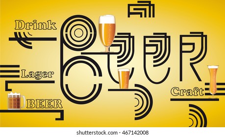  beer. Caption beer on a yellow background