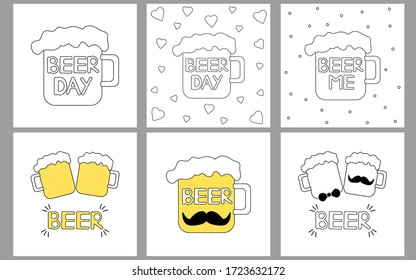 Beer cards. Set.  Vector illustration