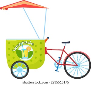 Beer cart, street business drink, cafe mini van, shop food set isolated on white, design, flat style vector illustration.