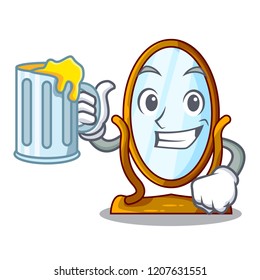 With beer cartoon big antique mirror in frame