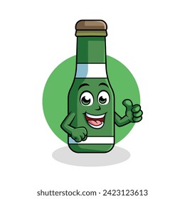 Personaje de caricatura de cerveza que provoca una imagen de mascota feliz, vector Clipart