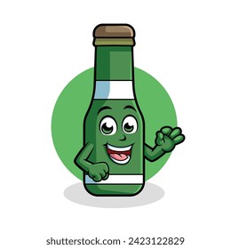 Beer Cartoon Character Showing Ok Sign Happy Mascot Illustration, Vector Clipart