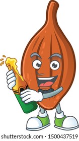 With beer cartoon choco with character mascot style