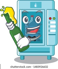 With beer cartoon water vending machine on table