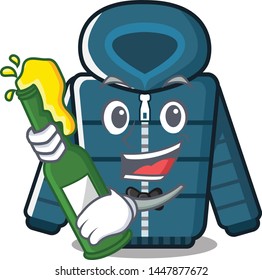 With beer cartoon winter coat kept in closet