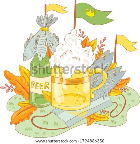 beer castle with snacks with a protective mask against infections, Oktoberfest.