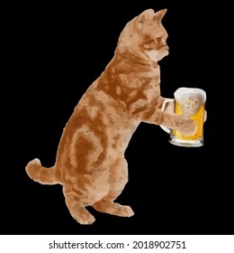 beer cat part y animal funny alcohol gift design vector illustration for use in design and print poster canvas