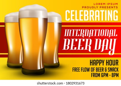 BEER CELEBRATING POSTER VECTOR MOCKUP