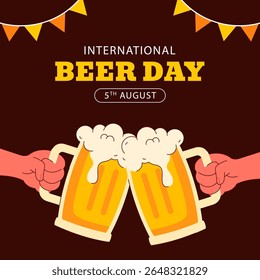 Beer Celebration Vector Template with Hand Drawn Style for Social Media Illustration