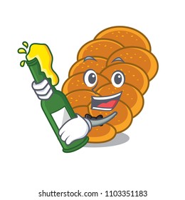 With beer challah mascot cartoon style