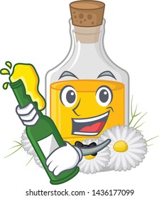 With beer chamomile oil placed in cartoon bottle