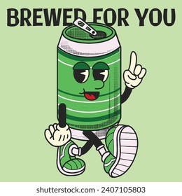 Beer Character Design With Slogan Brewed for you