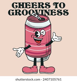 Beer Character Design With Slogan Cheers to grooviness