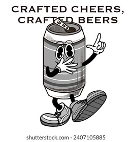 Beer Character Design With Slogan Crafted cheers, crafted beers