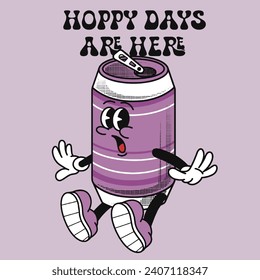 Beer Character Design With Slogan Hoppy days are here