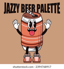 Beer Character Design With Slogan Jazzy Beer Palette