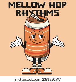 Beer Character Design With Slogan Mellow hop rhythms